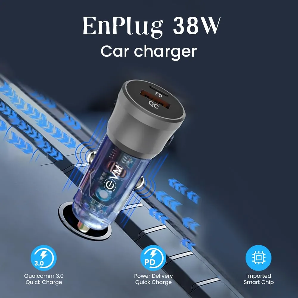 EVM CAR CHARGER 38W WITH TYPE-C | USB 3.0 PORT view 2